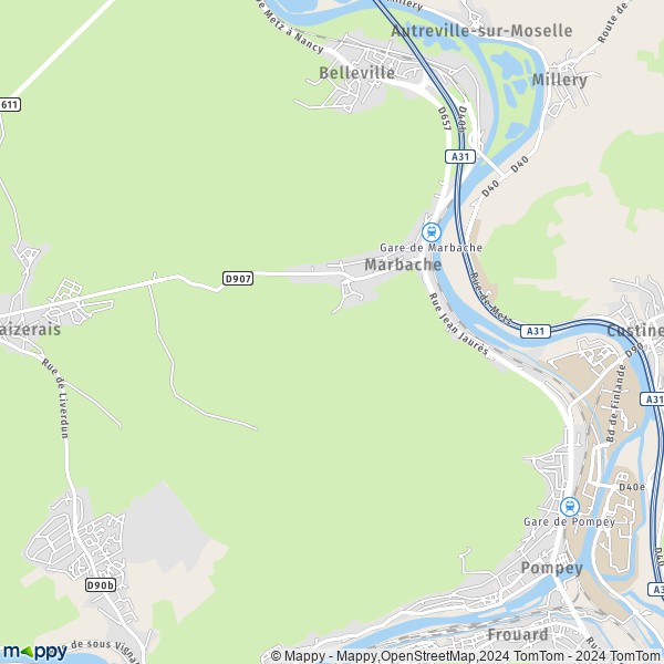 De kaart voor de stad Marbache 54820