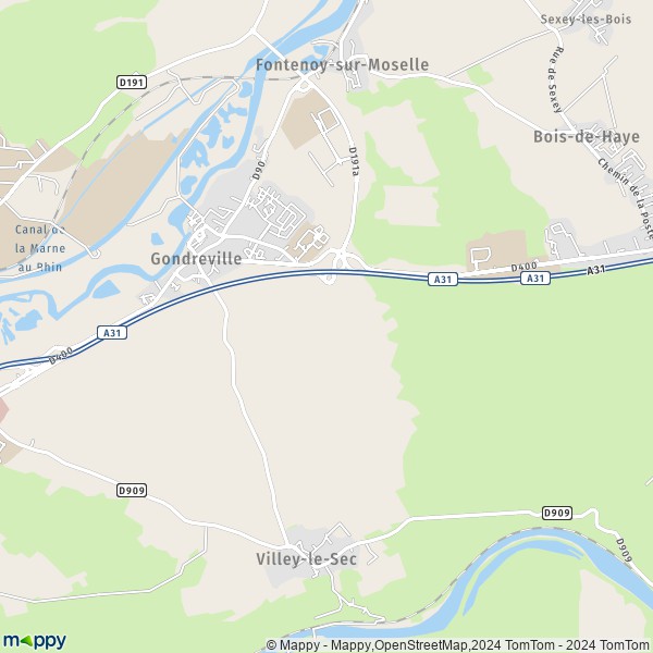 De kaart voor de stad Gondreville 54840