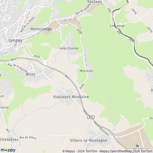 De kaart voor de stad Haucourt-Moulaine 54860