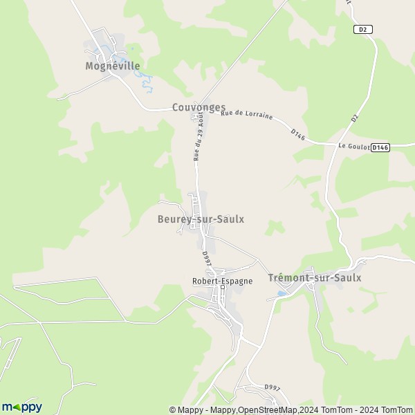 De kaart voor de stad Beurey-sur-Saulx 55000