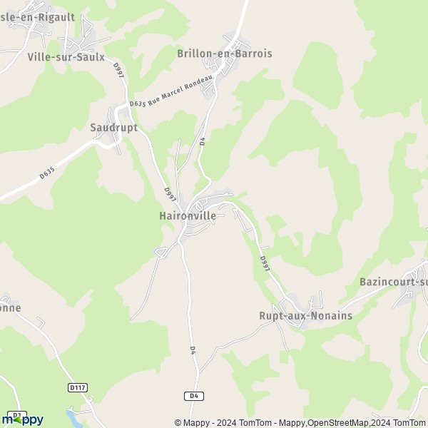 De kaart voor de stad Haironville 55000