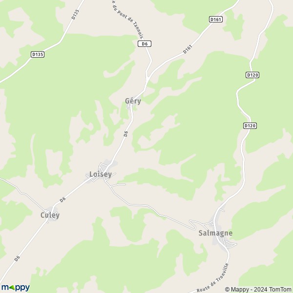De kaart voor de stad Loisey 55000