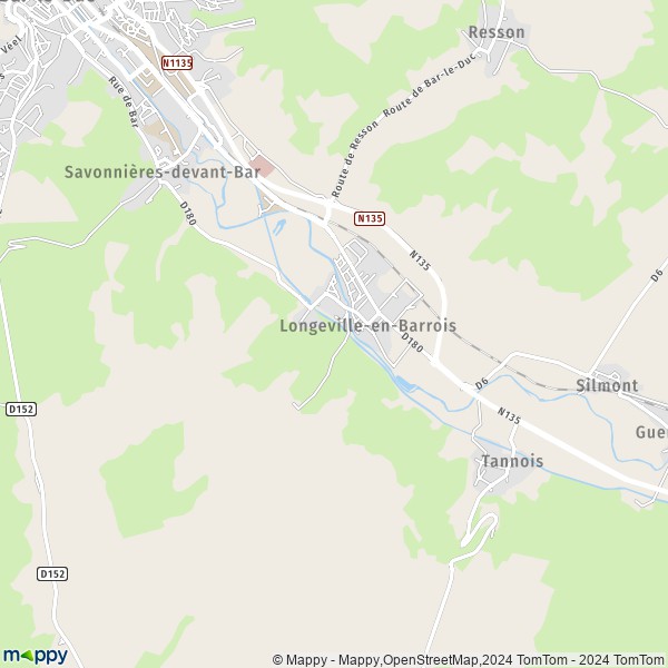 De kaart voor de stad Longeville-en-Barrois 55000