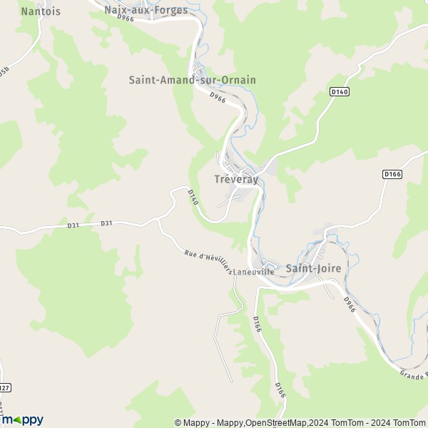 De kaart voor de stad Tréveray 55130
