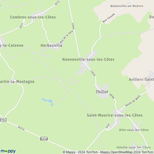 De kaart voor de stad Hannonville-sous-les-Côtes 55210