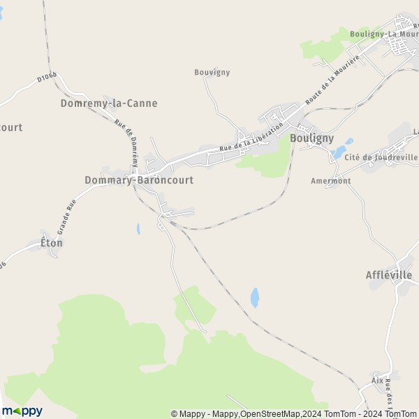 De kaart voor de stad Dommary-Baroncourt 55240