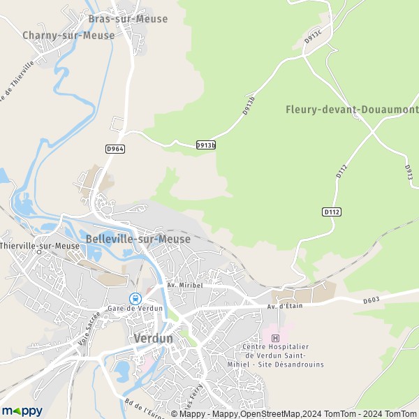 De kaart voor de stad Belleville-sur-Meuse 55430