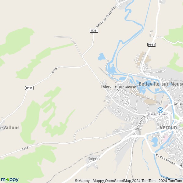 De kaart voor de stad Thierville-sur-Meuse 55840