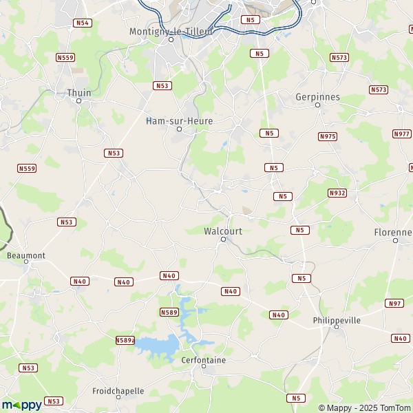De kaart voor de stad 5600-5651 Walcourt