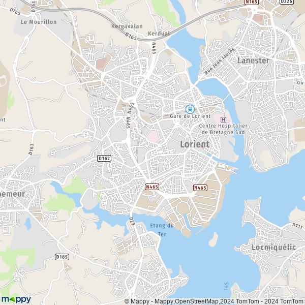 De kaart voor de stad Lorient 56100