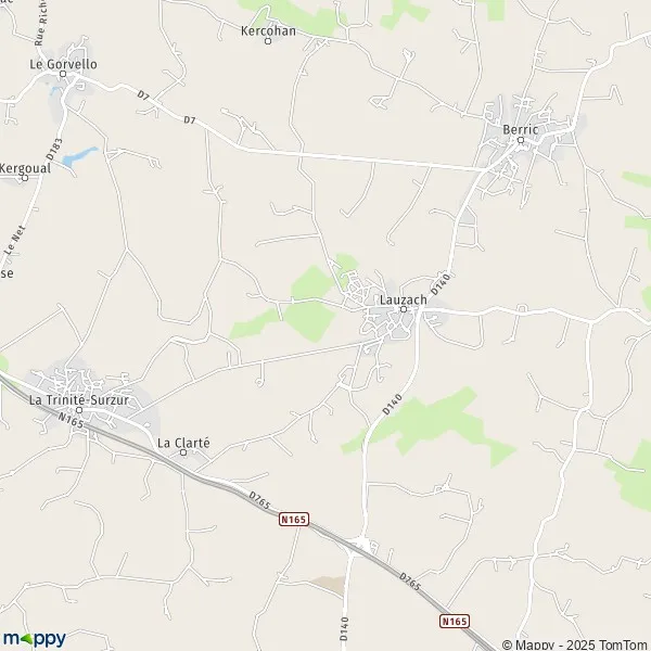 De kaart voor de stad Lauzach 56190