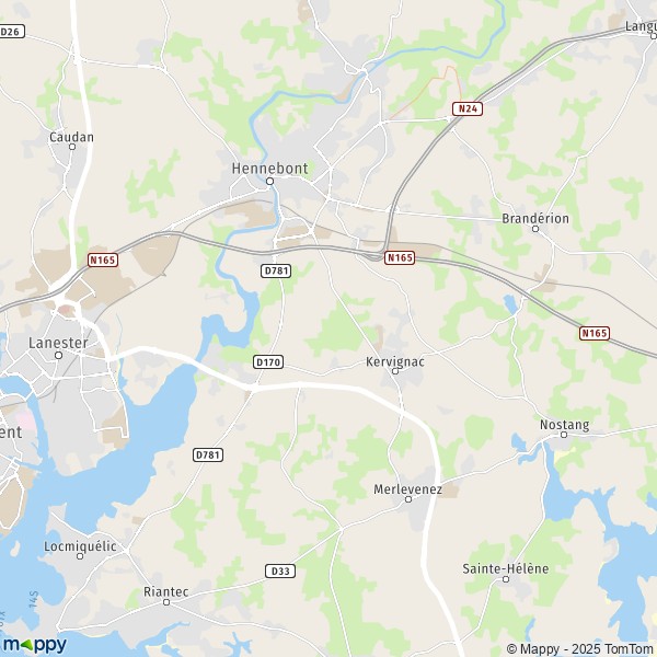 De kaart voor de stad Kervignac 56700