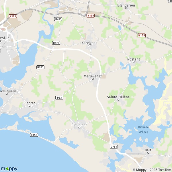 De kaart voor de stad Merlevenez 56700