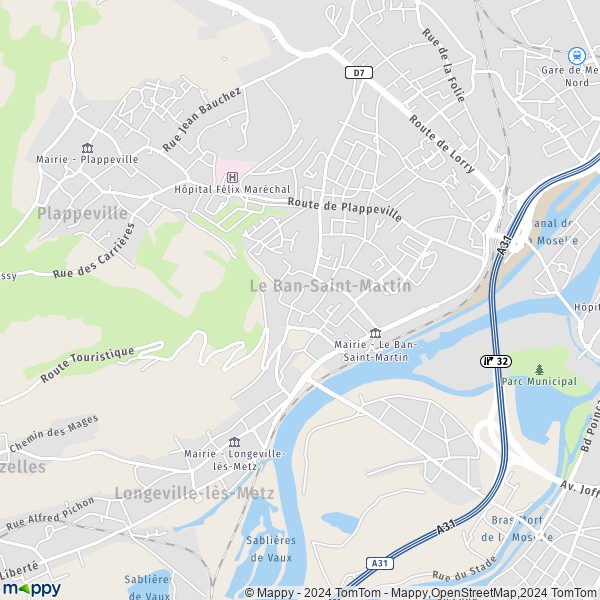 De kaart voor de stad Le Ban-Saint-Martin 57050