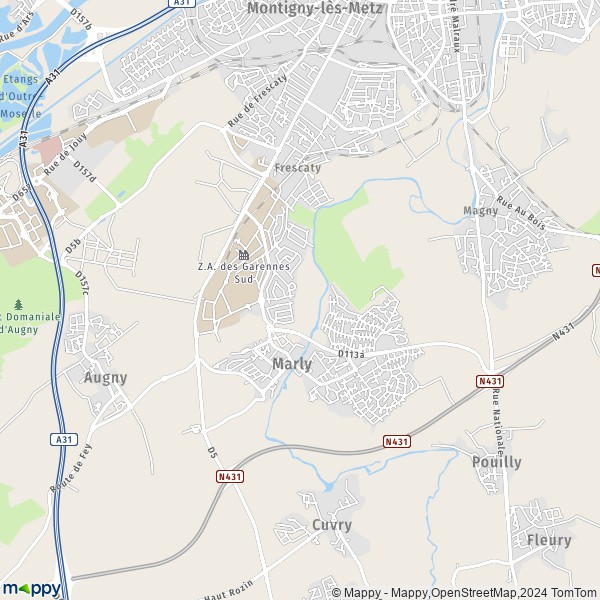 De kaart voor de stad Marly 57155
