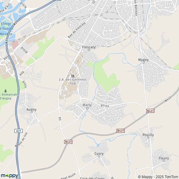 De kaart voor de stad Marly 57155