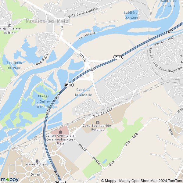 De kaart voor de stad Moulins-lès-Metz 57160