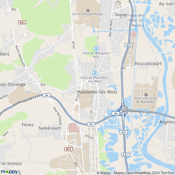 De kaart voor de stad Maizières-lès-Metz 57280