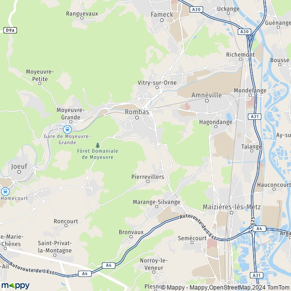 De kaart voor de stad Amnéville 57360