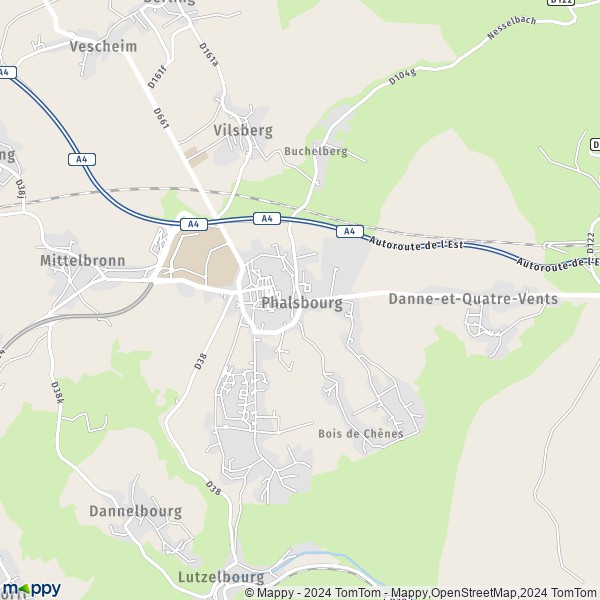 De kaart voor de stad Phalsbourg 57370