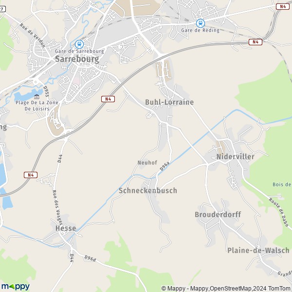 De kaart voor de stad Buhl-Lorraine 57400