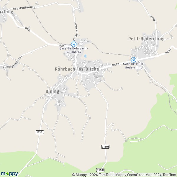 De kaart voor de stad Rohrbach-lès-Bitche 57410