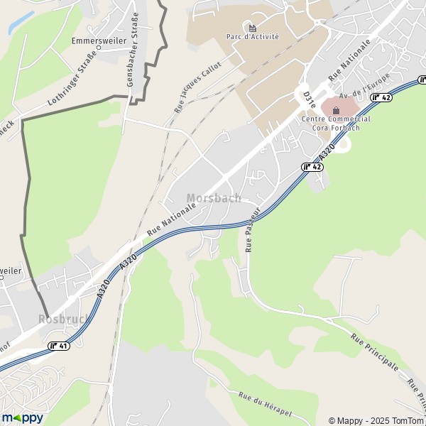 De kaart voor de stad Morsbach 57600