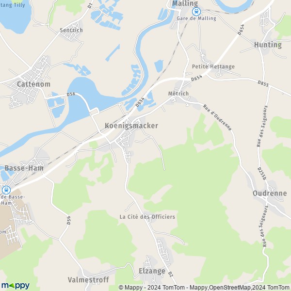 De kaart voor de stad Koenigsmacker 57970