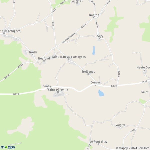 Plattegrond SaintJeanauxAmognes kaart van SaintJeanauxAmognes