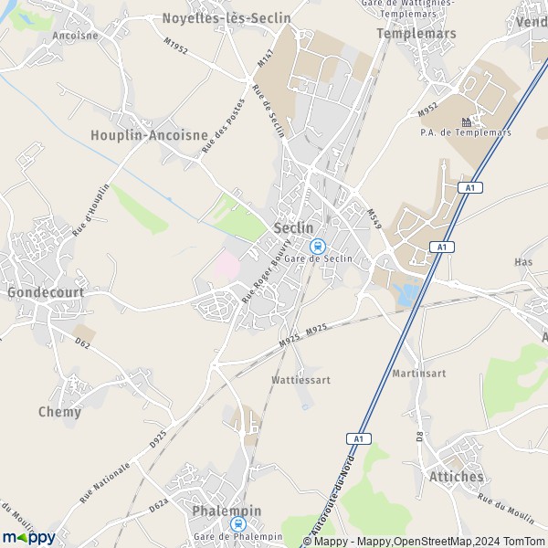 De kaart voor de stad Seclin 59113