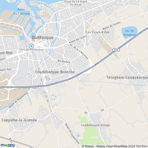 De kaart voor de stad Coudekerque-Branche 59210