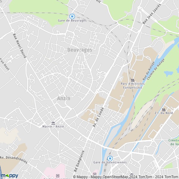 De kaart voor de stad Anzin 59410