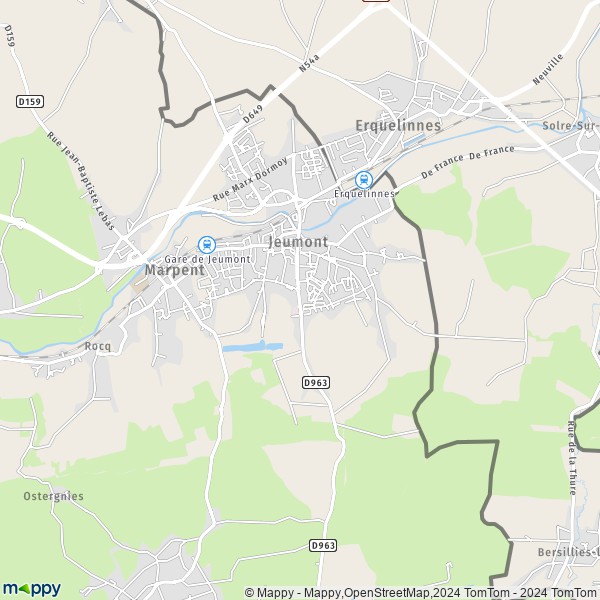 De kaart voor de stad Jeumont 59460