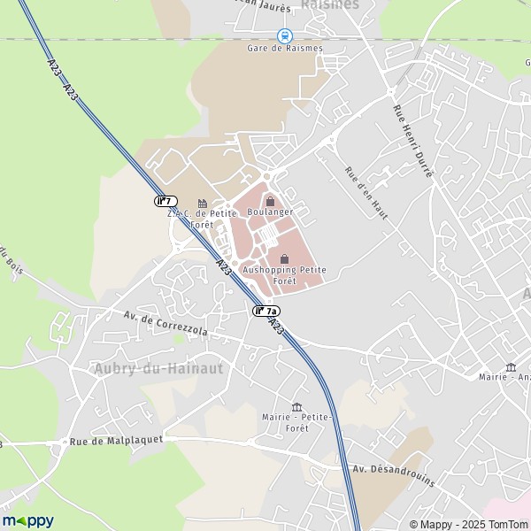 De kaart voor de stad Petite-Forêt 59494