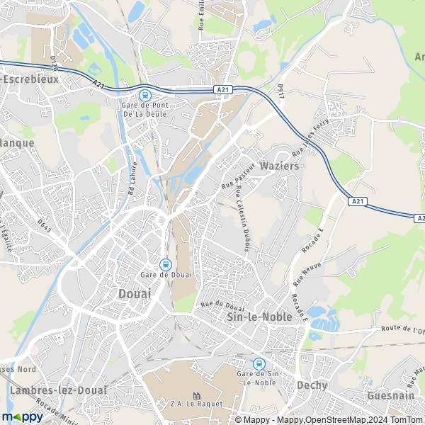 De kaart voor de stad Douai 59500