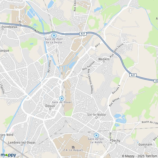 De kaart voor de stad Douai 59500