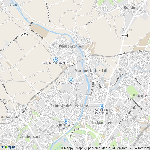 De kaart voor de stad Marquette-lez-Lille 59520
