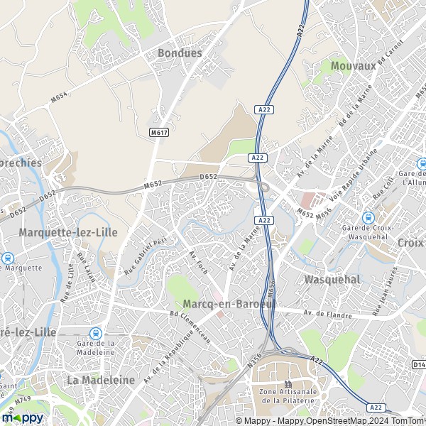 De kaart voor de stad Marcq-en-Baroeul 59700