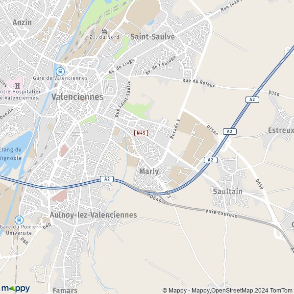 De kaart voor de stad Marly 59770