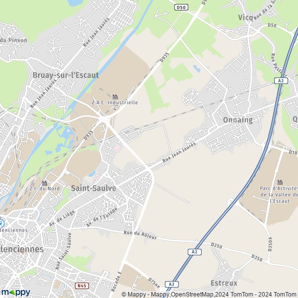 De kaart voor de stad Saint-Saulve 59880