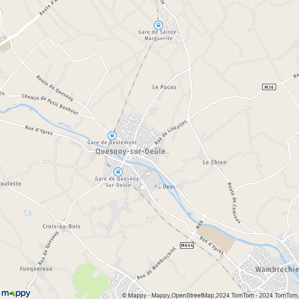 De kaart voor de stad Quesnoy-sur-Deûle 59890