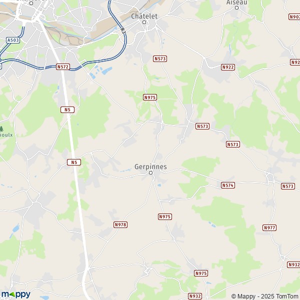 De kaart voor de stad 6001-6280 Gerpinnes