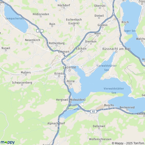 De kaart voor de stad Luzern 6003-6020