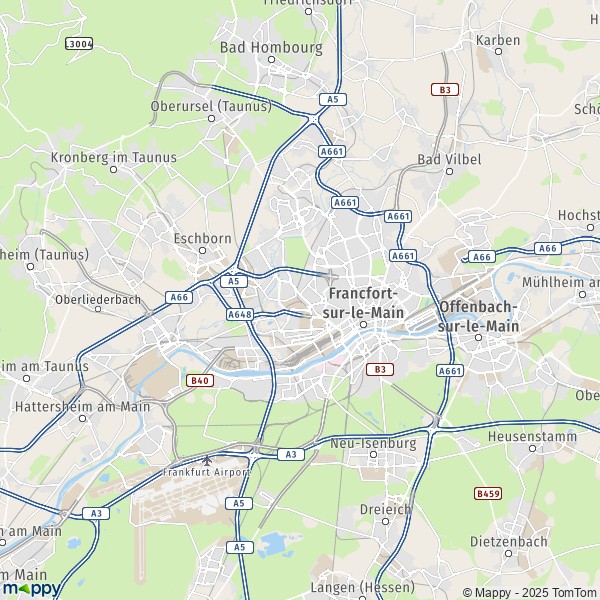 De kaart voor de stad 60306-65936 Frankfurt am Main