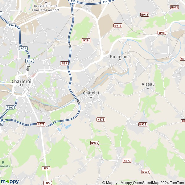 De kaart voor de stad 6060-6200 Châtelet