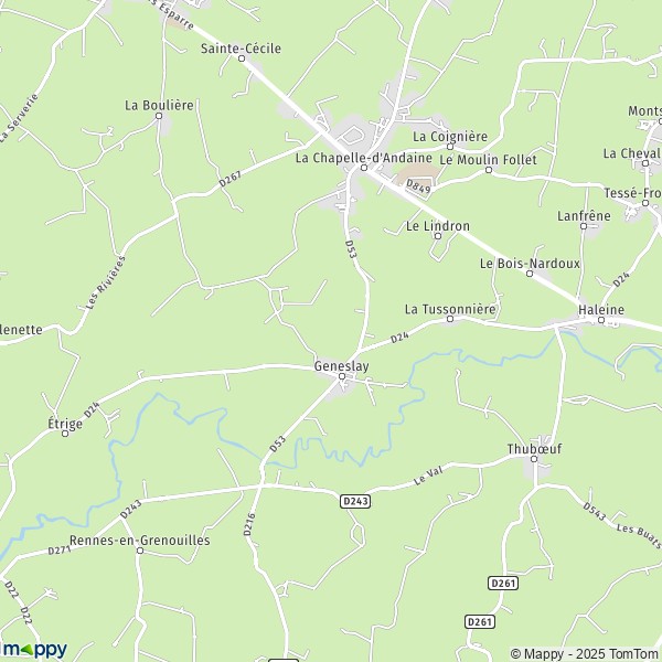 Plattegrond Geneslay kaart van Geneslay (61140) en praktische info