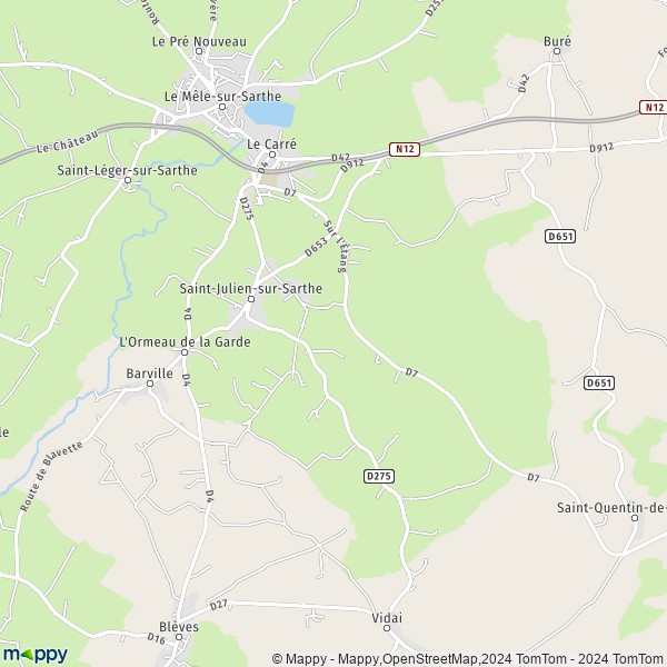 Plattegrond SaintJuliensurSarthe kaart van SaintJuliensurSarthe