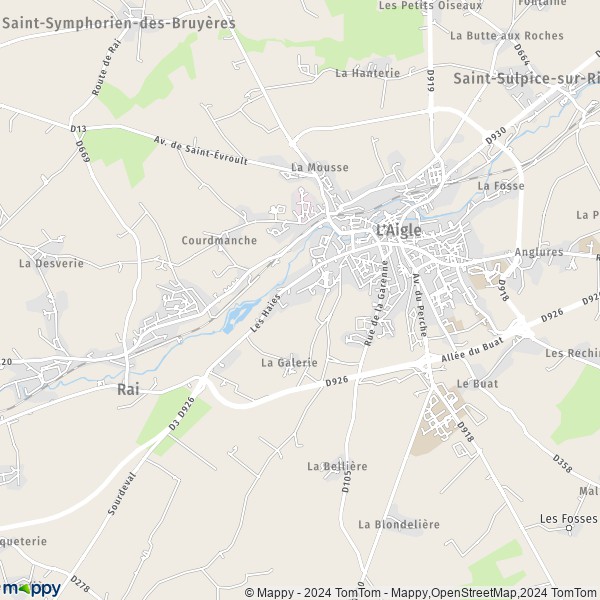 De kaart voor de stad L'Aigle 61300
