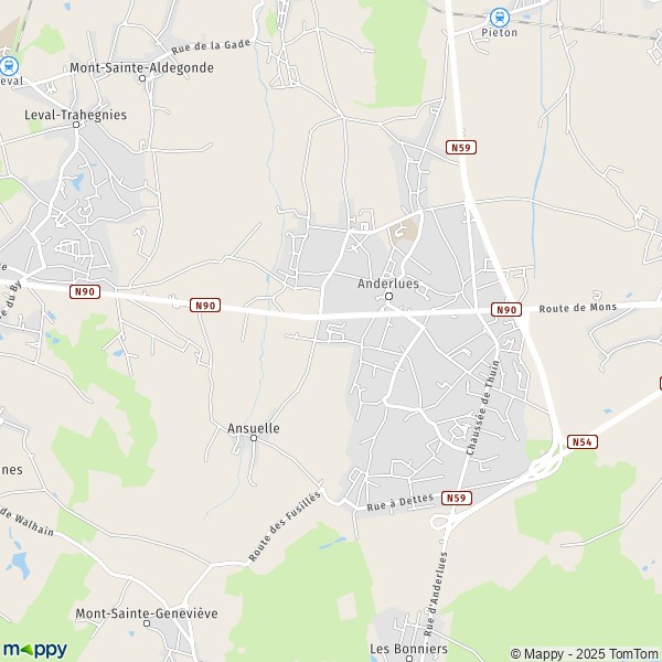 De kaart voor de stad 6140-7141 Anderlues