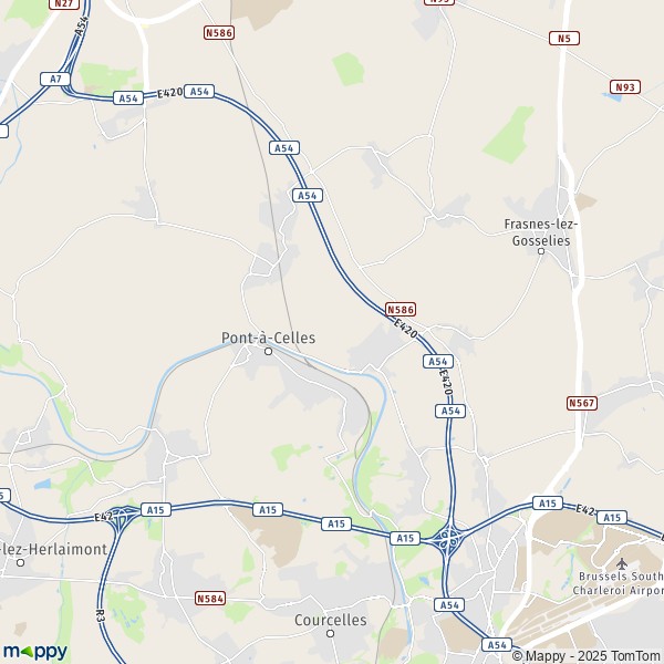 De kaart voor de stad 6180-7181 Pont-à-Celles